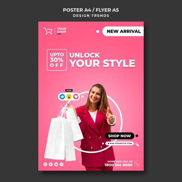 Flyer shopping woman template