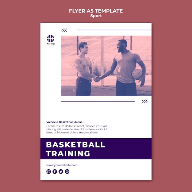 Free PSD flyer template for playing basketball