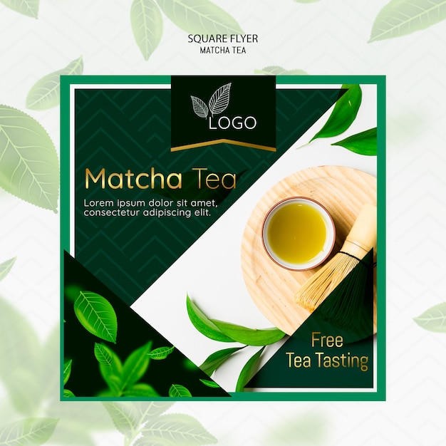 Free PSD flyer template with matcha tea