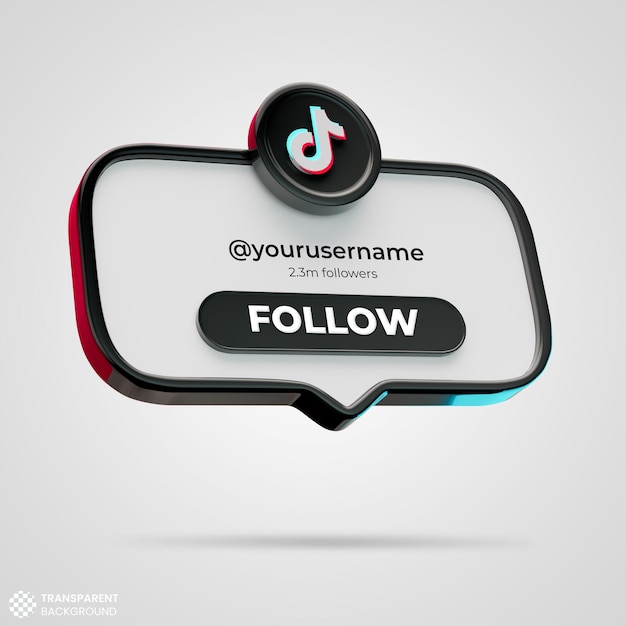 Free PSD follow us on tik tok social media 3d render banner