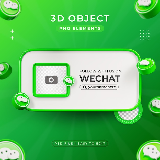 Follow with Us On Wechat Profile Social Media 3D Render Isolated for Composition