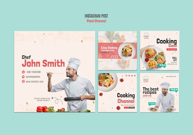 Free PSD food channel instagram posts