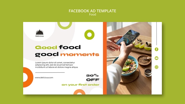 Free PSD food ordering social media promo template with circles design