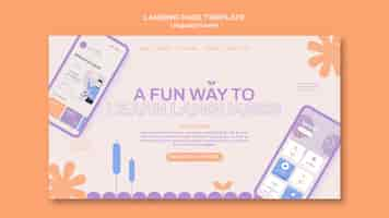 Free PSD foreign language classes landing page template in floral style