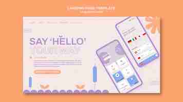 Free PSD foreign language classes landing page template in floral style