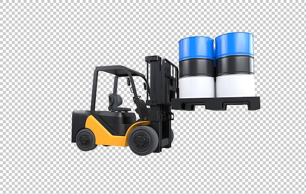 Free PSD forklift lifting fuel tank with estonia flag on transparent background