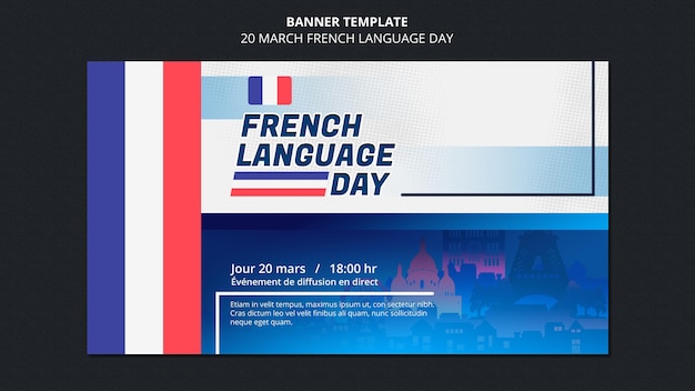 Free PSD french language day banner template