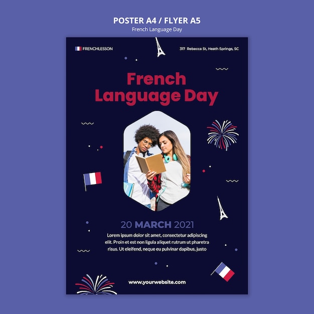 French language day poster template