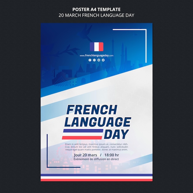 Free PSD french language day poster template