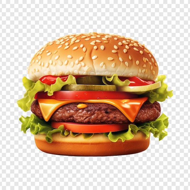 Free PSD fresh beef burger isolated on transparent background