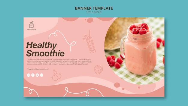 Free PSD fresh smoothie banner template with photo