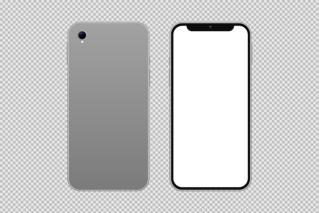 Front and rear view of isolated smartphone