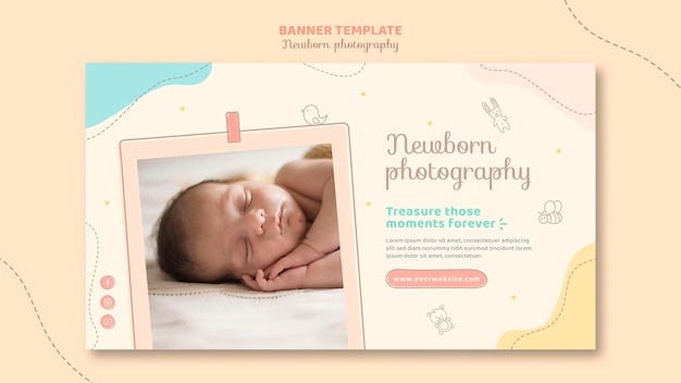 Modello di banner bambino assonnato vista frontale