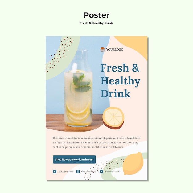 Free PSD fruit juice ad poster template