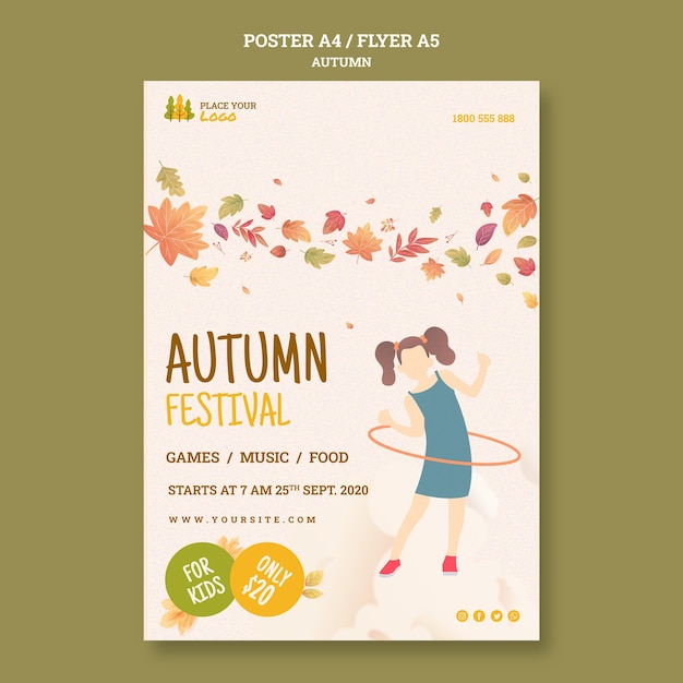 Free PSD fun time at autumn festival poster template