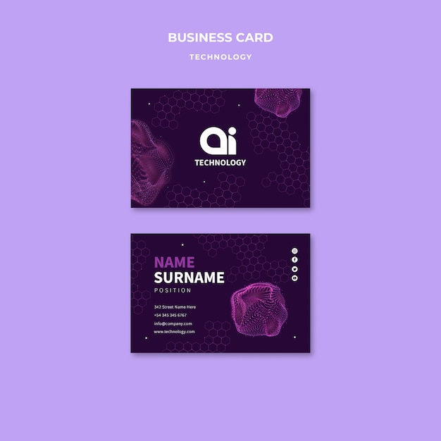 Futuristic ai tech horizontal business card template