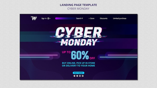 Free PSD futuristic cyber monday web template