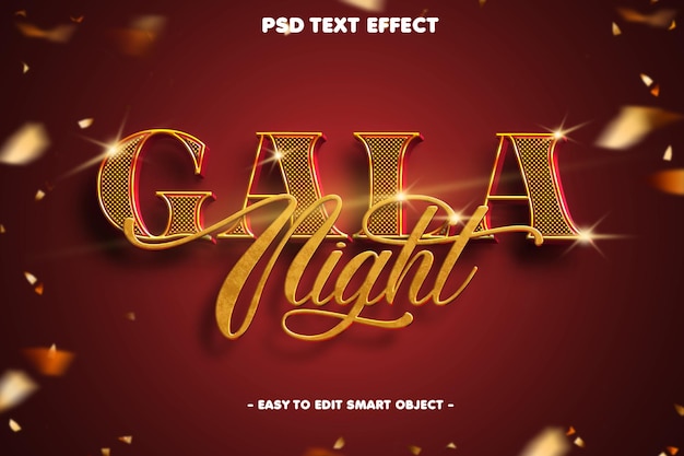 Gala night psd text effect