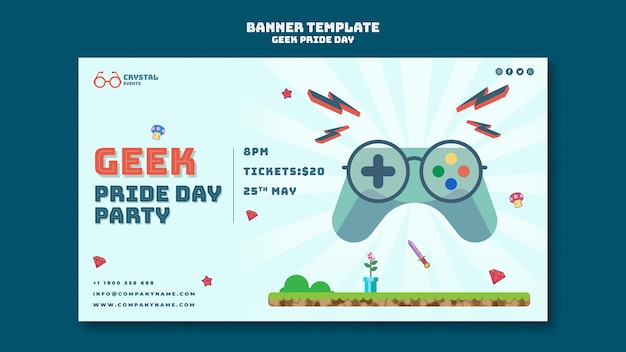 Free PSD geek pride day banner template