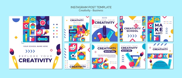 Free PSD geometric creativity business instagram posts