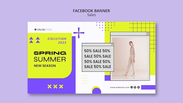 Free PSD geometric sales offer facebook banner