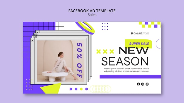 Free PSD geometric sales offer  facebook template