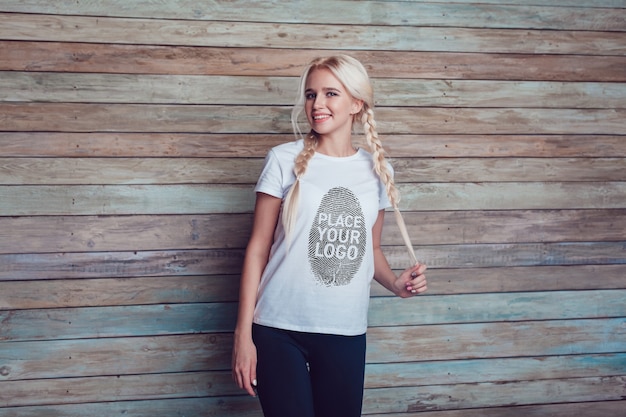 Free PSD girl t-shirt mock-up