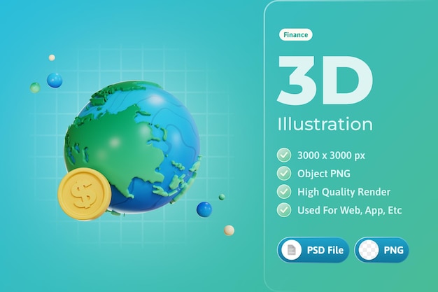 Global Economy Finance Icon 3d Illustration