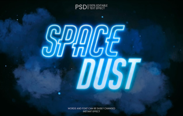 Free PSD glowing blue text effect on spatial background