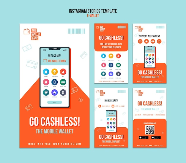 Free PSD go cashless instagram stories template