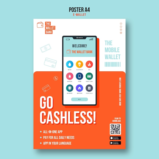 Free PSD go cashless poster template