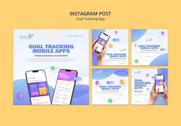 Free PSD goal tracking app instagram posts