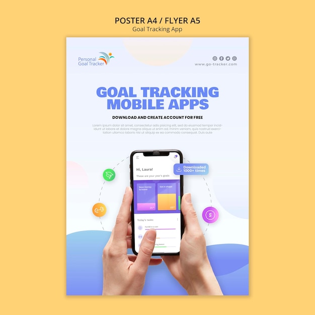 Goal tracking app poster template