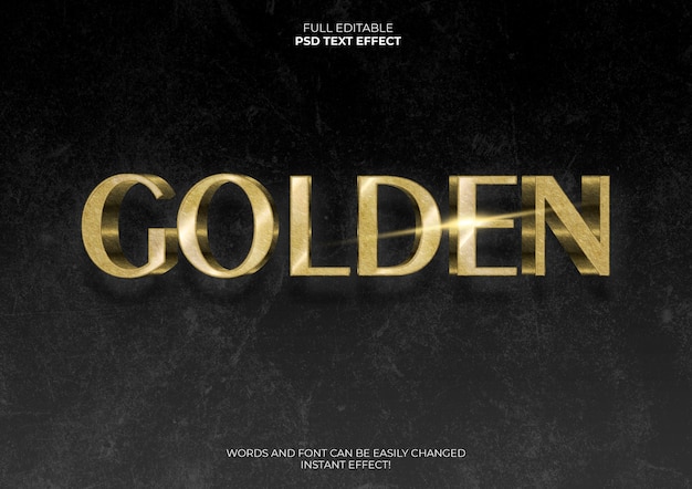 Free PSD golden 3d text effect