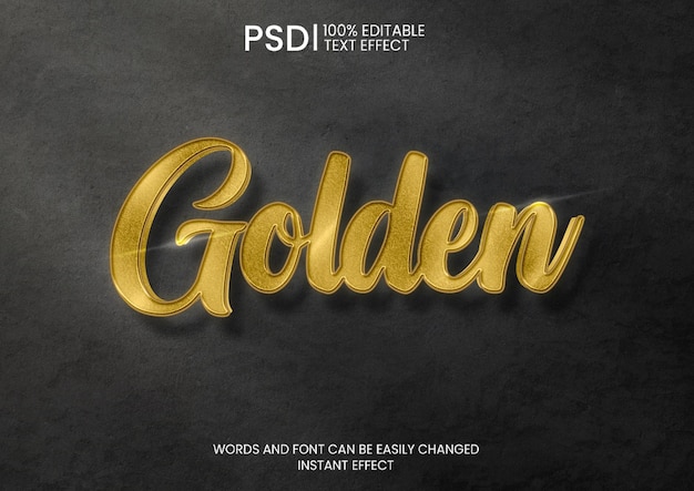 Free PSD golden classic over dar surface text effect