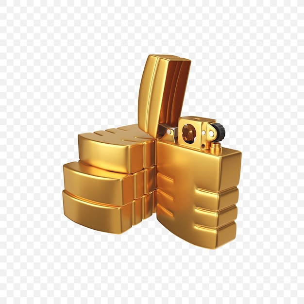 Free PSD golden lighter icon isolated 3d render illustration