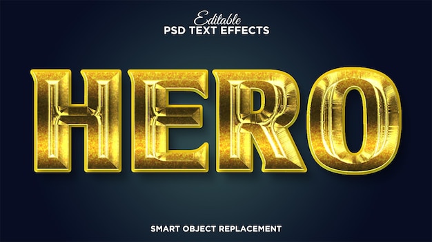 Free PSD golden superhero title. metallic jewel text effect