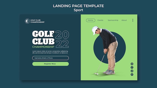 Free PSD golf club sport landing page template