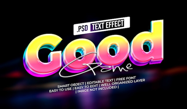 Free PSD good game text style effect