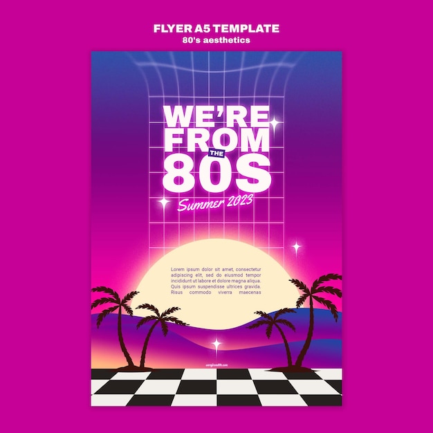 Free PSD gradient 80's aesthetics party template