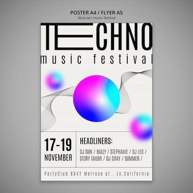 Free PSD gradient abstract music festival template