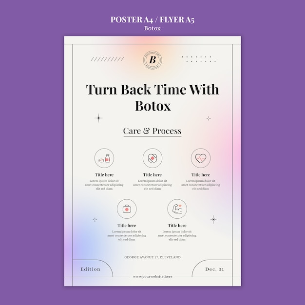 Free PSD gradient botox filler poster template