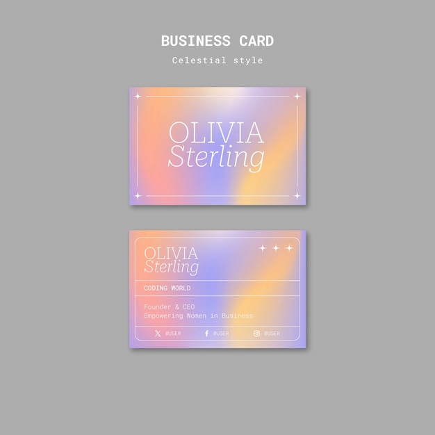 Free PSD gradient celestial style business card