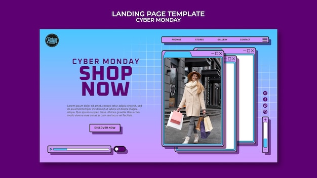 Free PSD gradient cyber monday design template