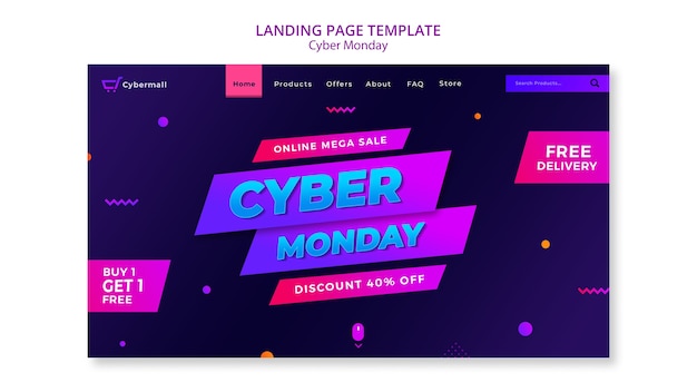 Free PSD gradient cyber monday landing page