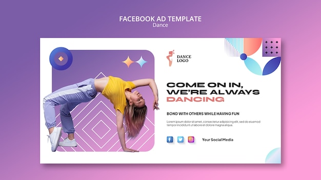 Free PSD gradient dance performance facebook template