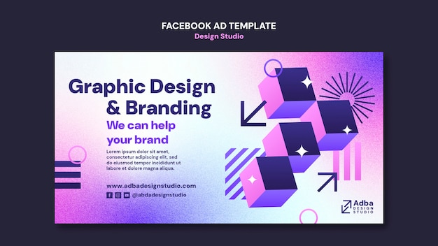 Gradient design studio facebook template