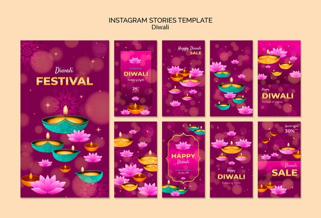 Gradient diwali template design