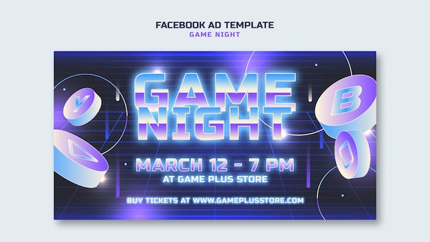 Free PSD gradient game night template design