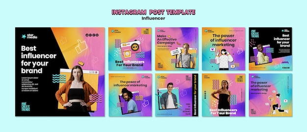 Free PSD gradient influencer job  instagram posts